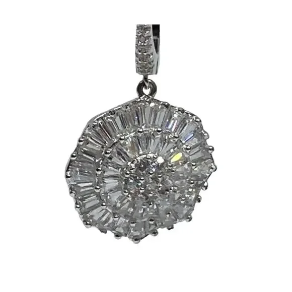 Sterling Silver Earrings Baguette CZ Hexagon Stunning Women's Fashion Chic NEW - Picture 5 of 6